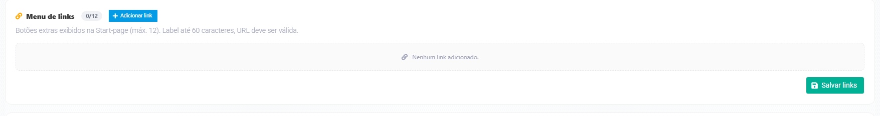 Menu de links da Start-page